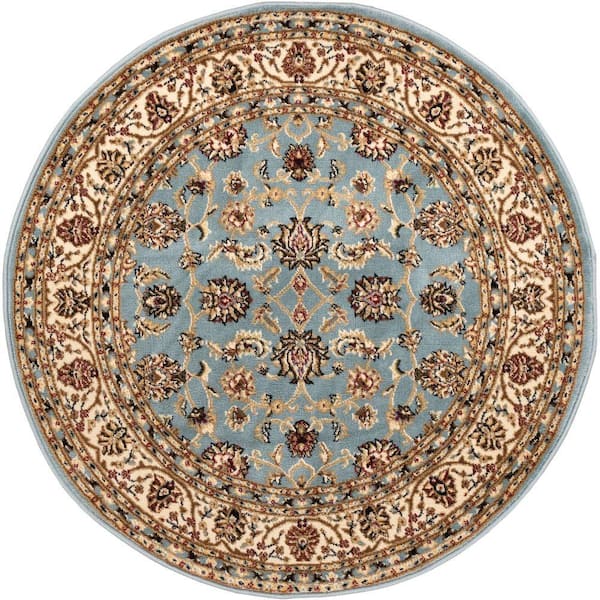 Well Woven Barclay Sarouk Light Blue 4 ft. x 4 ft. Round Area Rug