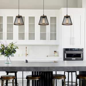 Black Pendant Modern Farmhouse Cone 1-Light Island Bell Pendant Chandelier with Faux Accent