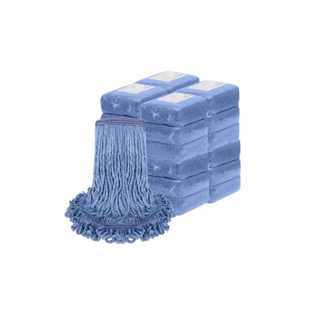 Heavy Duty Blue Cotton Flat Mop Head Replacement Pack