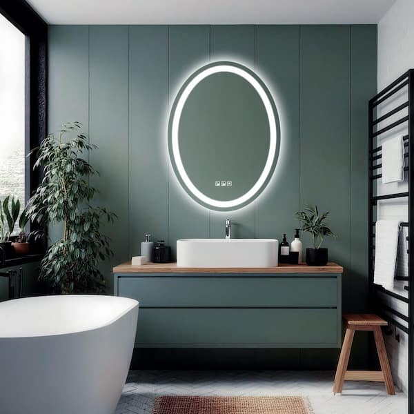 Glacier Bay 24 in. Wx 32 in. H Oval Frameless Anti-Fog LED Wall
