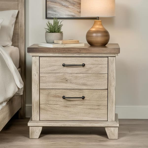 Steve Silver Bear Creek Rustic Ivory and Honey Nightstand (26 in. H x 28 in. W x 17 in. D)