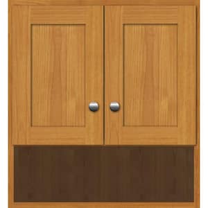 Shaker 24 in. W x 8.5 in. D x 26 in. H Simplicity Wall Cabinet/Toilet Topper/Over the John in Natural Alder