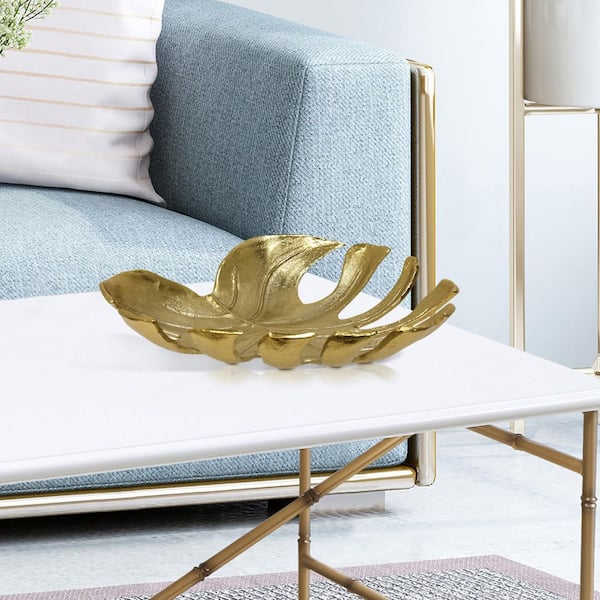 PRIVATE BRAND UNBRANDED Currata Small Gold Tropical Palm Aluminum Decorative Sculpture