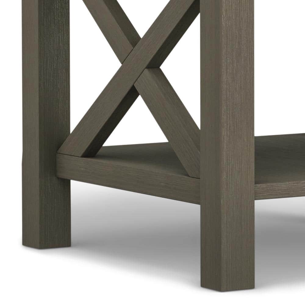 Farmhouse Gray Contemporary Square End Table with Storage