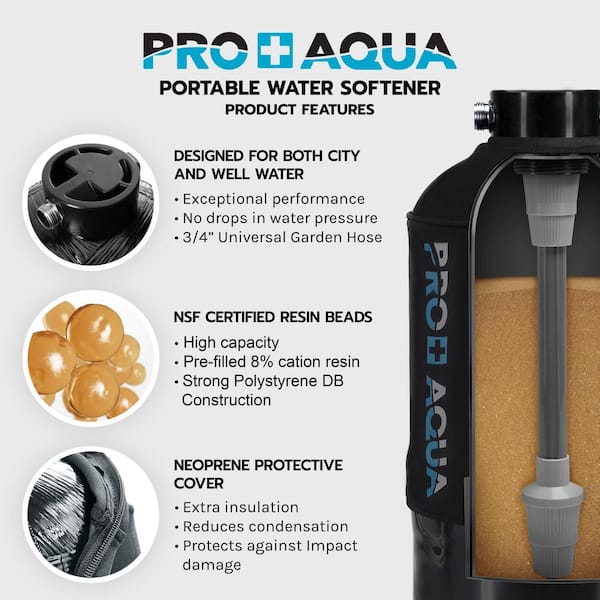 Aquasure Portable Water Softener Pro 16,000 Grain Premium Grade RV, Trailers, Boats, Mobile Car Washing, High Flow 3/4 GH Ports