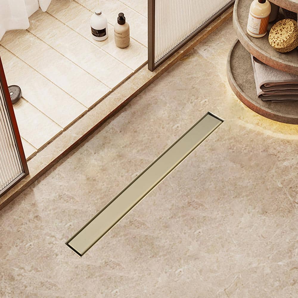 30 Inch Brushed Gold Stainless Steel Linear Shower Drain