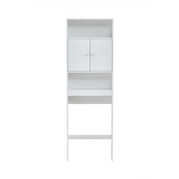 Tidoin 24.8 in. W x 76.77 in. H x 7.87 in. D White Wood OvertheToilet Storage with 2 Door and