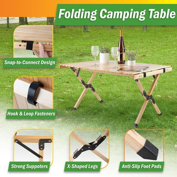 Wakeman Outdoors 23.75 in. Mocha Rectangle Portable Camping Wood