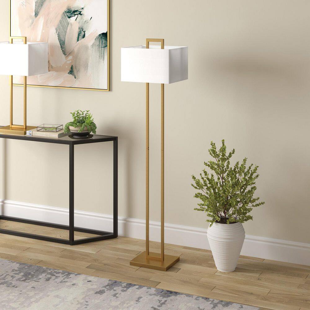 Arcadian 68" Brass Floor Lamp with Rectangular Shade