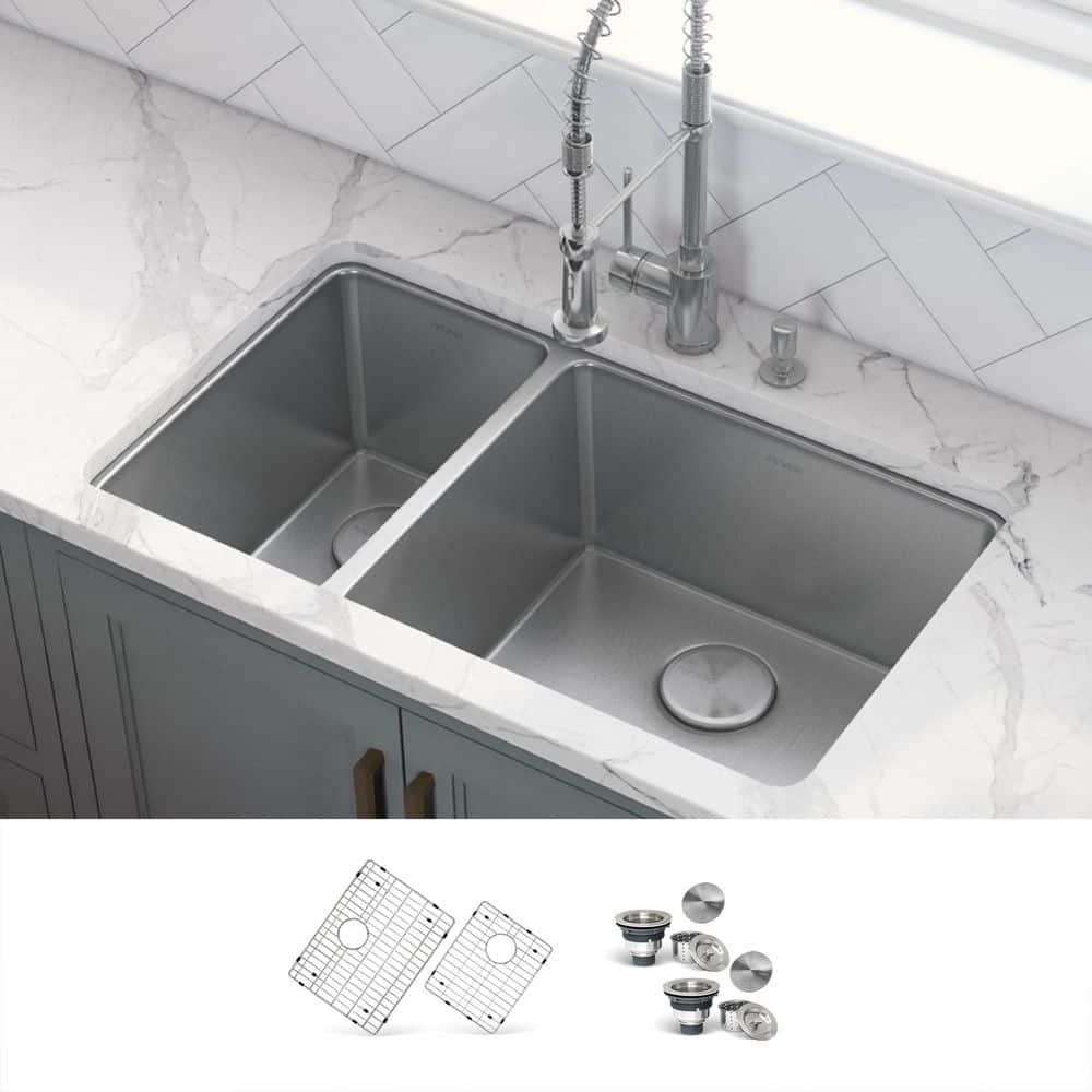 Ruvati Modena 32 in. Undermount 30/70 Double Bowl 16-Gauge