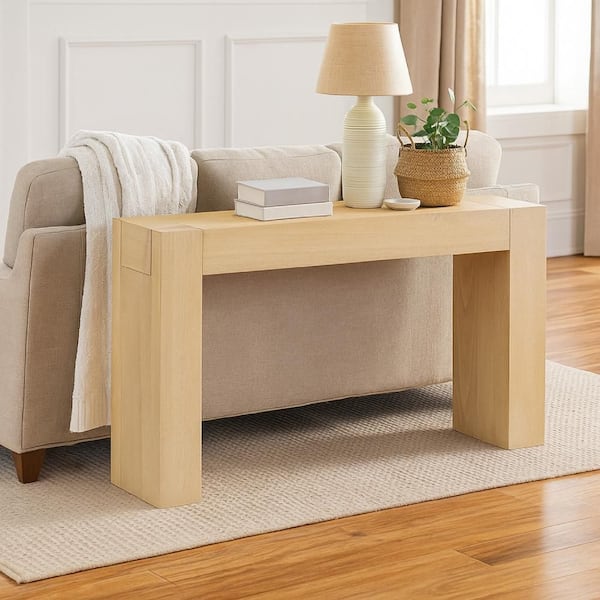 63.0 in. Light Brown Rectangle Wood Console Table
