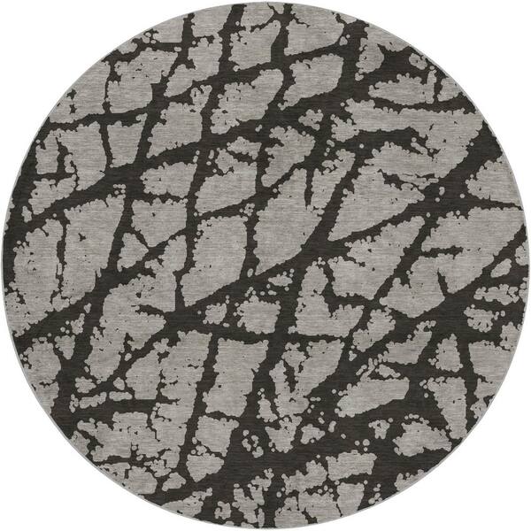 Dream Shag Premium Machine Washable Abstract ADS501 Gray 8 ft. x 8 ft. Round Rug