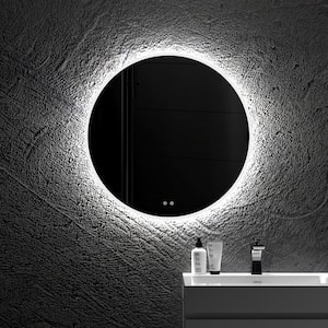 24 in. W x 24 in. H LED Round Framed Wall Bathroom Vanity Mirror in White