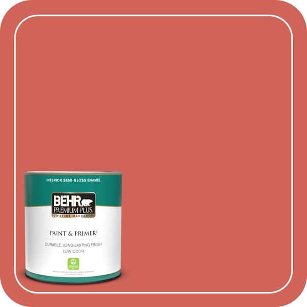 BEHR PREMIUM PLUS 1 qt. Home Decorators Collection #HDC-MD-05 Desert Coral Semi-Gloss Enamel Low Odor Interior Paint & Primer