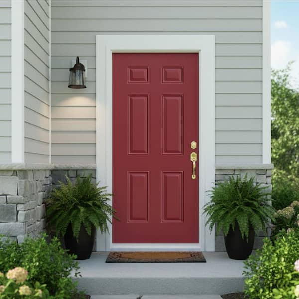 CALHOME 36 in. x 80 in. Universal/Reversible Premium 6-Panel Red