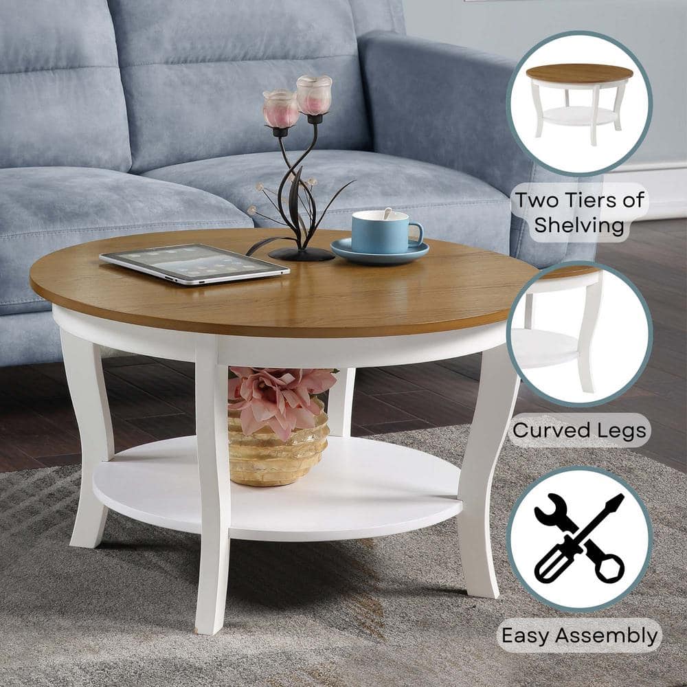 American Heritage Beige Round Wood Coffee Table