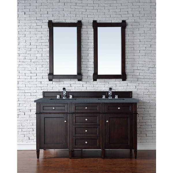 Brittany 60 in. W x 23.5 in.D x 34 in. H Double Vanity in Burnished Mahogany with Quartz Top in Charcoal Soapstone