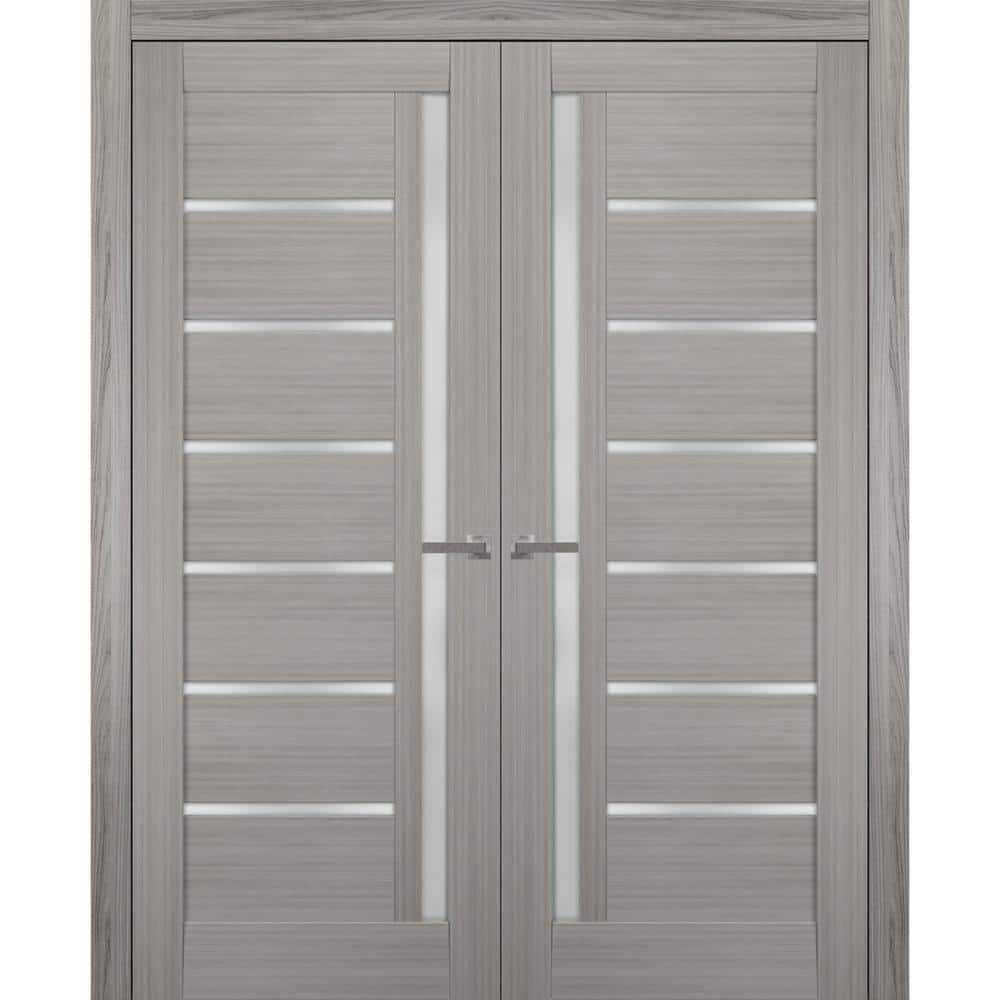 Sartodoors 48 in. x 96 in. Single Panel Gray Finished Pine Wood ...