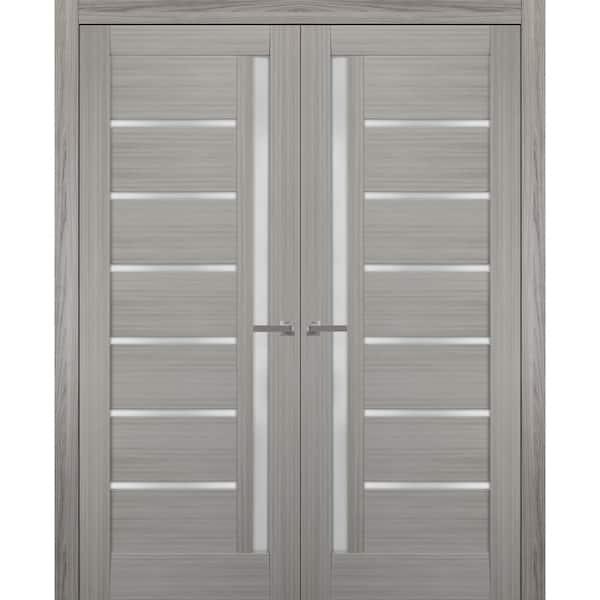 Sartodoors 64 in. x 84 in. Single Panel Gray Finished Pine Wood Interior Door Slab with Hardware