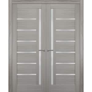 84 in. x 96 in. Single Panel Gray Wood Interior Door Slab with Hardware