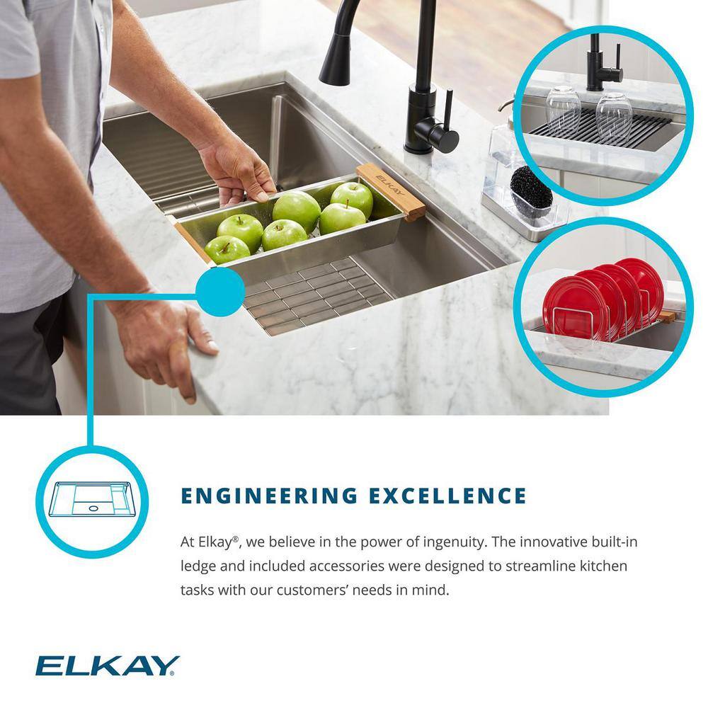 Elkay Crosstown 25.5" Stainless Steel Undermount Kitchen Sink Kit