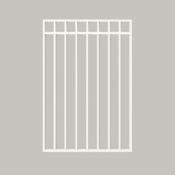 Glossy White Flat-Top Coral Steel Gate (33 in. W x 46 in. H) with Self-Close Hardware, Double-Sided Handle, 2x2 Hinges