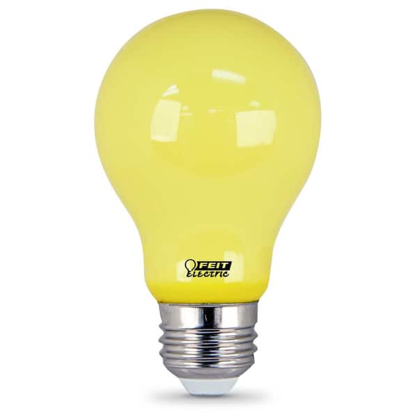 Feit Electric 60-Watt Equivalent A19 5-Watt Non-Dimmable Yellow Colored E26 Medium Base LED Bug Light Bulb