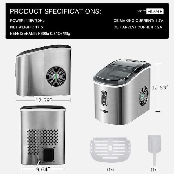 EUHOMY Portable Ice Maker with Handle: 26lbs in 24Hrs, Quick 6-Minute Ice  Produ