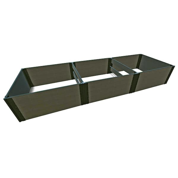 Frame It All 4 ft. x 12 ft. x 22 in., 1 in. Profile Weathered Wood Composite Tool-Free Raised Garden