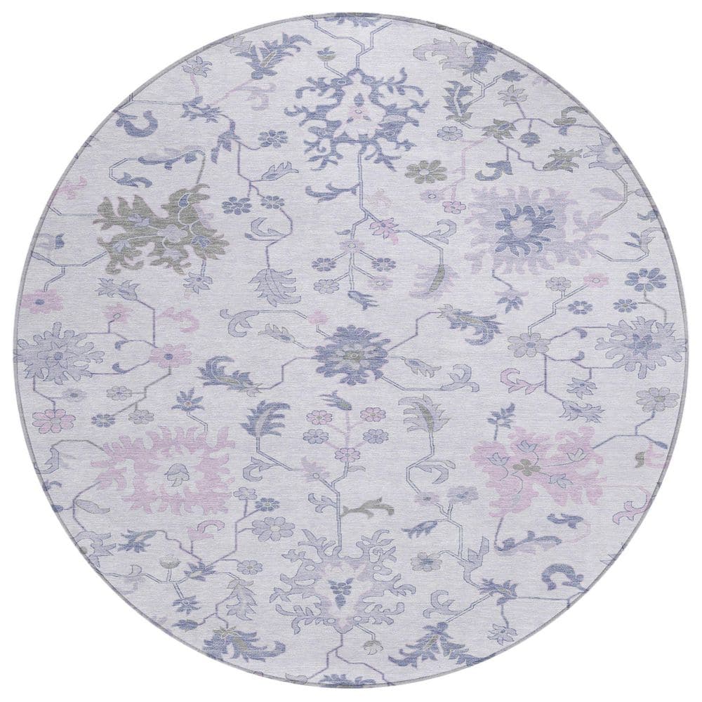 Chantille Machine Washable Indoor/Outdoor Abstract ACN1854 Lavender 8 ft. x 8 ft. Round Rug price history on PriceWatchPro