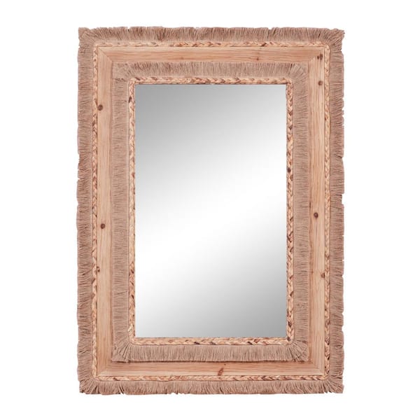 36 in. x 26 in. Rectangle Framed Brown Wall Mirror