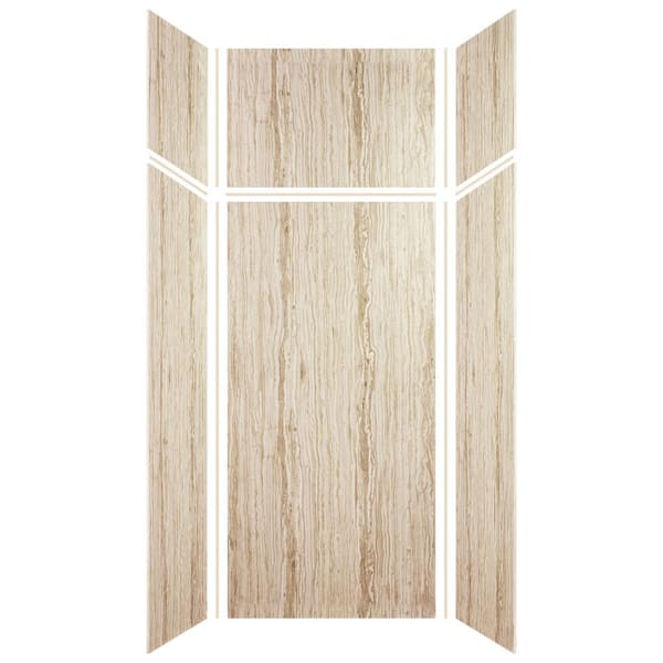 Expressions 36 in. x 36 in. x 96 in. 4-Piece Easy Up Adhesive Alcove Shower Wall Surround in Sorento