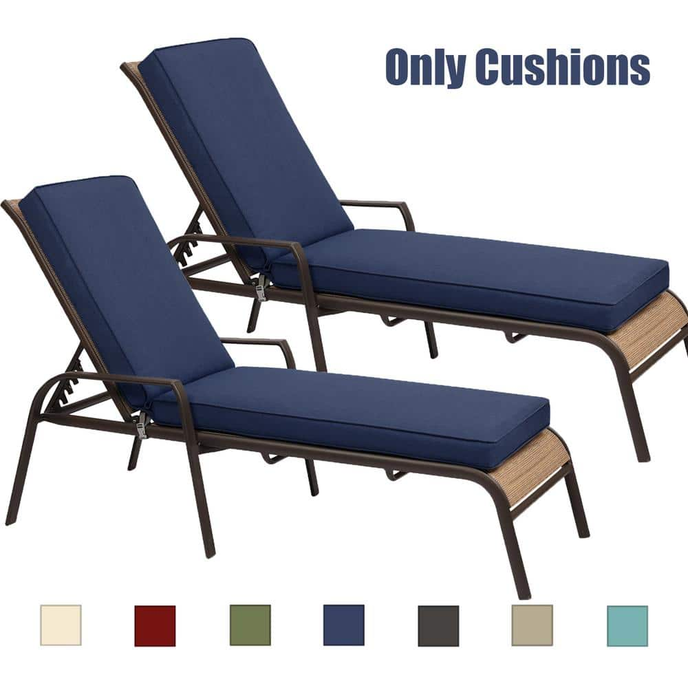 Aoodor 21 In. X 72 In. Outdoor Chaise Lounge Cushion In Dark Blue (2 ...