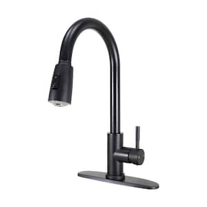 Single Handle High Spout Pull-Down Dual Spray Stainless Steel Kitchen Faucet in Matte Black