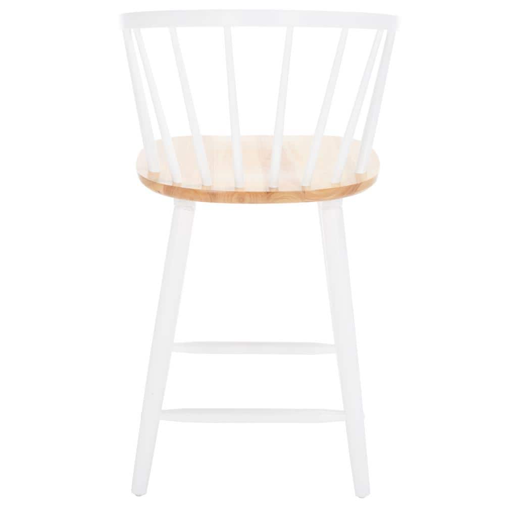 Natural and White Rubber Wood Counter Stool Set