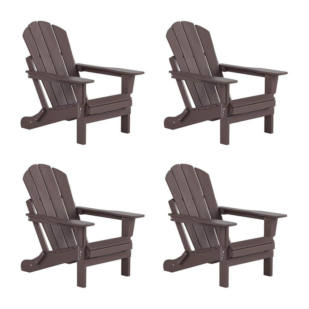 Laguna 4-Pack Fade Resistant Outdoor Patio HDPE Poly Plastic Classic Folding Adirondack Chairs in Dark Brown -  WESTIN OUTDOOR, 2001311-4