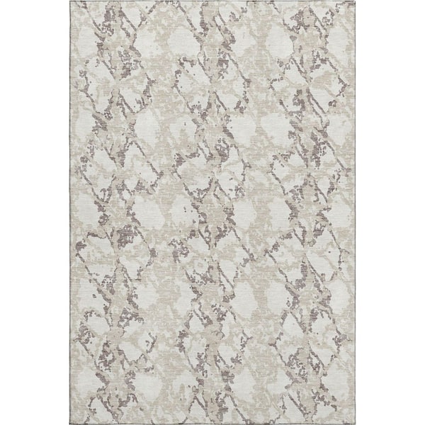 Mayfield Premium Machine Washable Abstract AMF969 Ivory 2 ft. 6 in. x 3 ft. 10 in. Area Rug