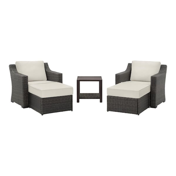 Blackwell 5-Piece Wicker Patio Conversation Set with CushionGuard Almond Cushions