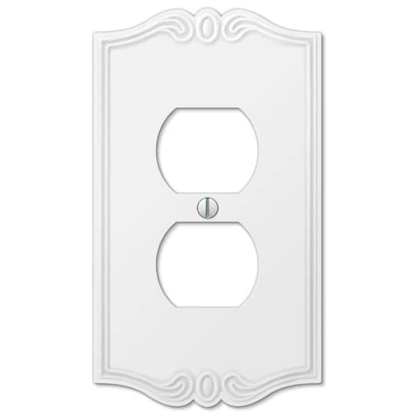AMERELLE Charleston White 1-Gang Duplex Outlet Composite Wall Plate (4-Pack)