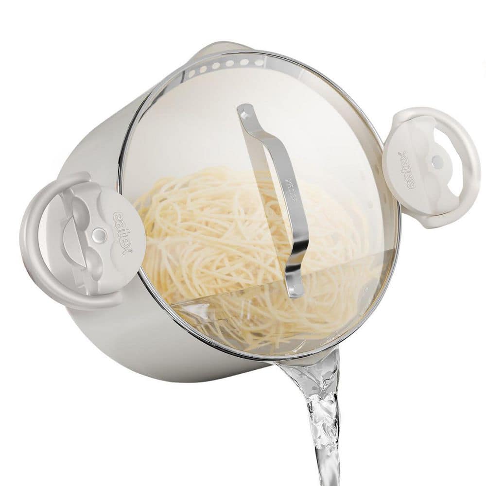 EATEX Cream/White Ceramic Aluminum Nonstick Pasta Pot with