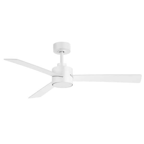 Breezary Liat 52 in. 6-Speed Indoor/Covered Outdoor White Downrod Ceiling Fan with Remote Control for Bedroom or Living Room