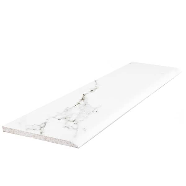 Timeless Battiscopa Calacatta 3-1/8 in. x 12-3/4 in. Mixed Finish Ceramic Wall Tile Trim