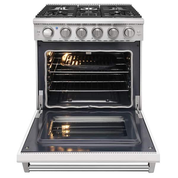 30 in. 5 Burners Freestanding Propane Gas Range in Stainless Steel with 4.55 cu. ft. Convection Oven and White Oven Door