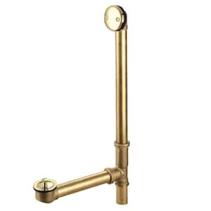 Made To Match Lift and Turn Clawfoot Tub Drain in Polished Brass with Overflow