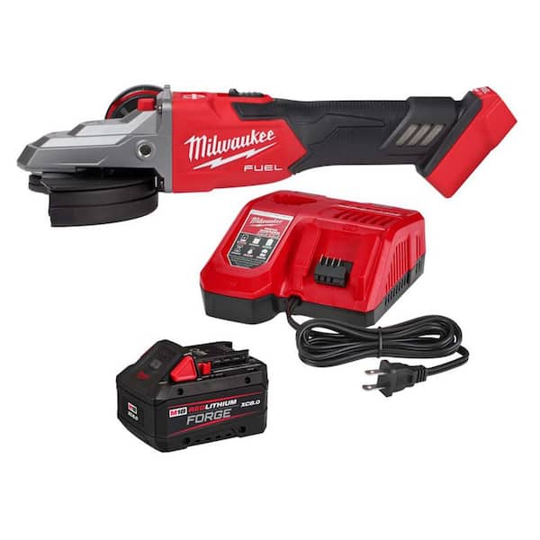 M18 FUEL 18V Lithium-Ion Brushless Cordless 5 in. Flathead Braking Grinder with Slide Switch w/ 8. 0Ah Battery/Charger