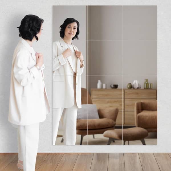 10 in. x 10 in. Frameless Mirror Tiles for Walls (Pack of 12), Self-Adhesive for Custom Wall Decor and Gym Mirrors