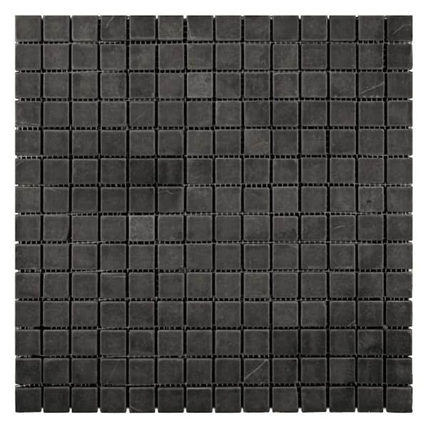 Apollo Tile Noir Luxe 12 in. x 12 in. Polished Jet Black Marble Mosaic Square Wall and Floor Tile (5 sq. ft./case)-5 Pack