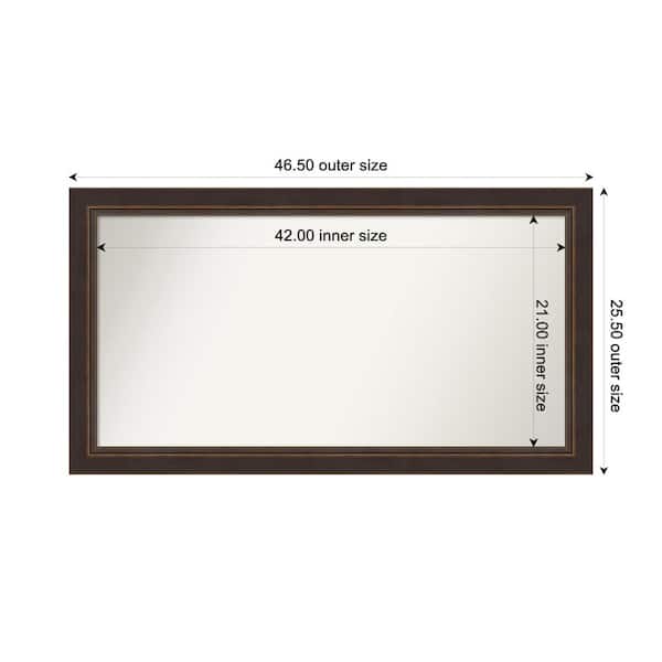 Amanti Art Lara Bronze 46.5 in. x 25.5 in. Custom Non-Beveled Wood FramedBathroom Vanity Wall Mirror