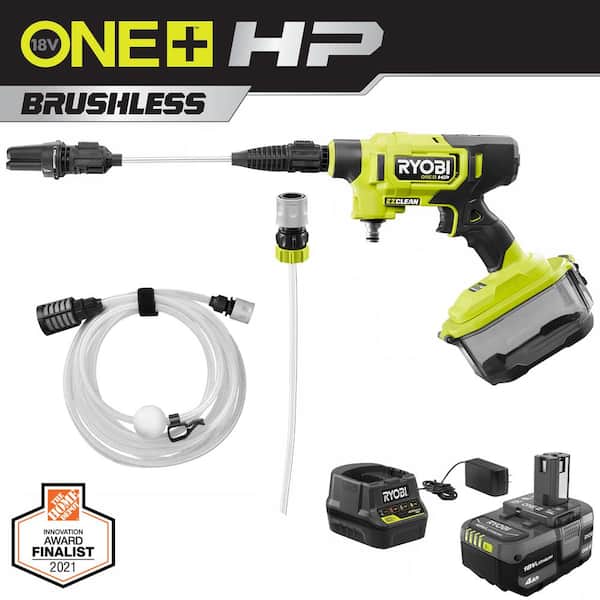 RYOBI ONE+ HP 18V Brushless EZClean 600 PSI 0.7 GPM Cordless Battery Cold Water Power Cleaner with 4.0 Ah Battery and Charger