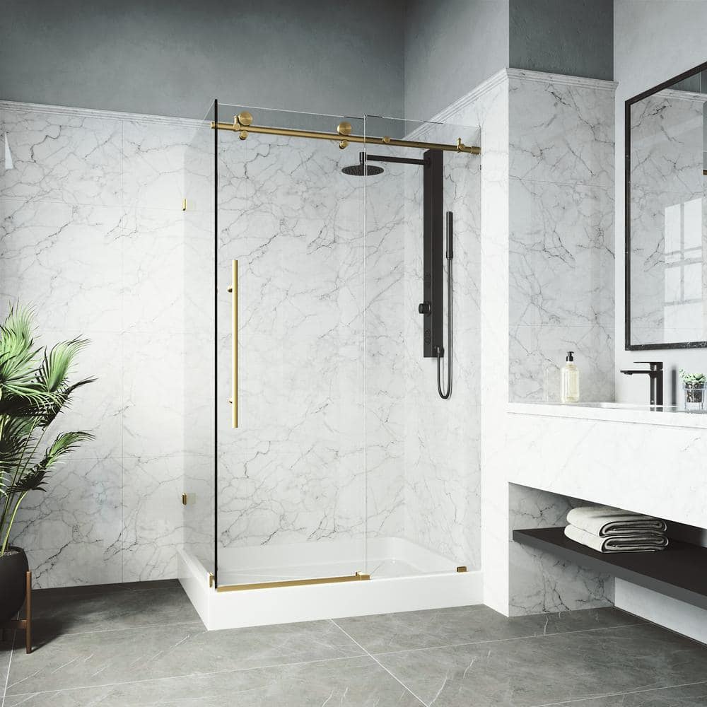 Elan E-Class 48" W x 36" D Frameless Clear Glass Sliding Shower Enclosure
